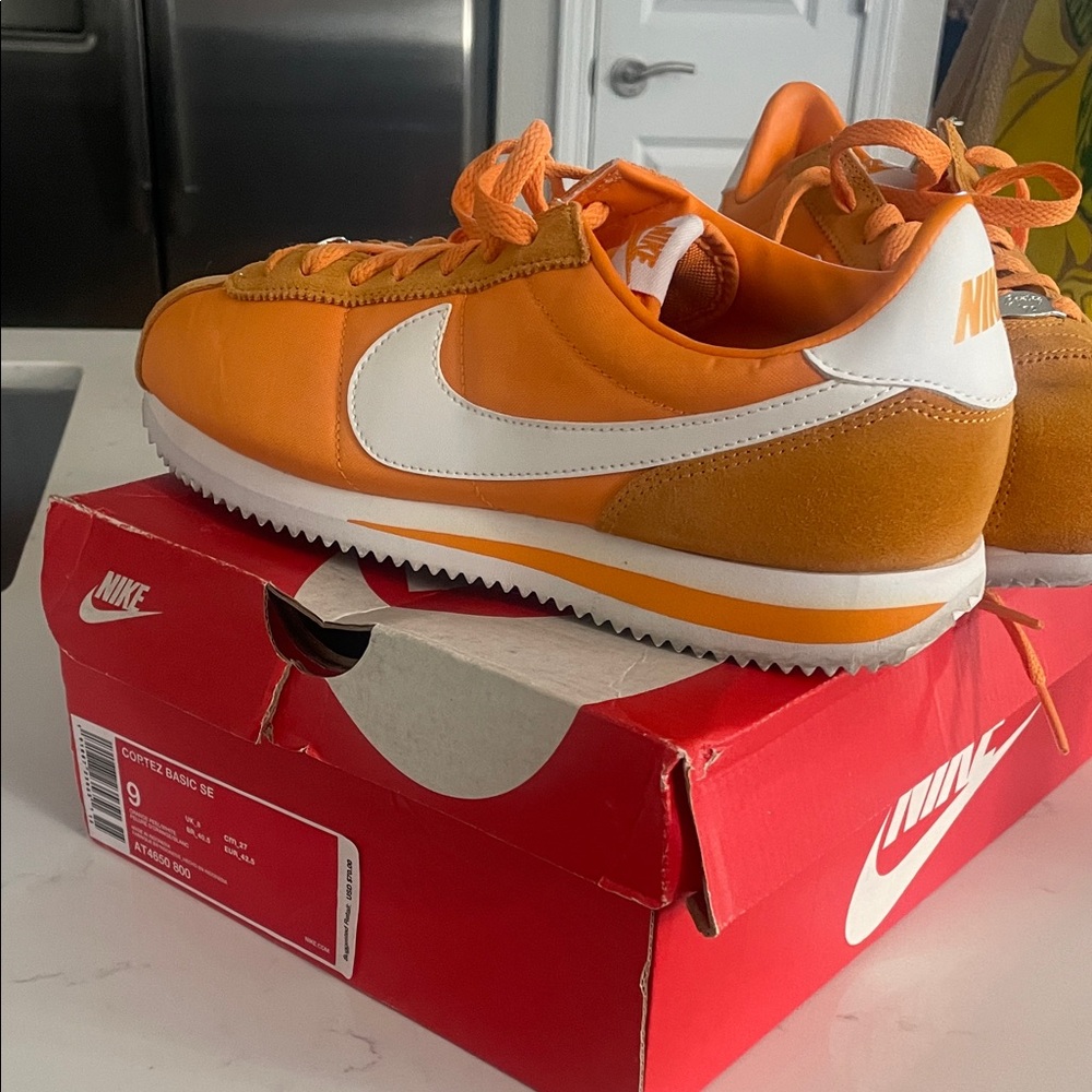 Nike Bright Orange and White Cortez Shoes